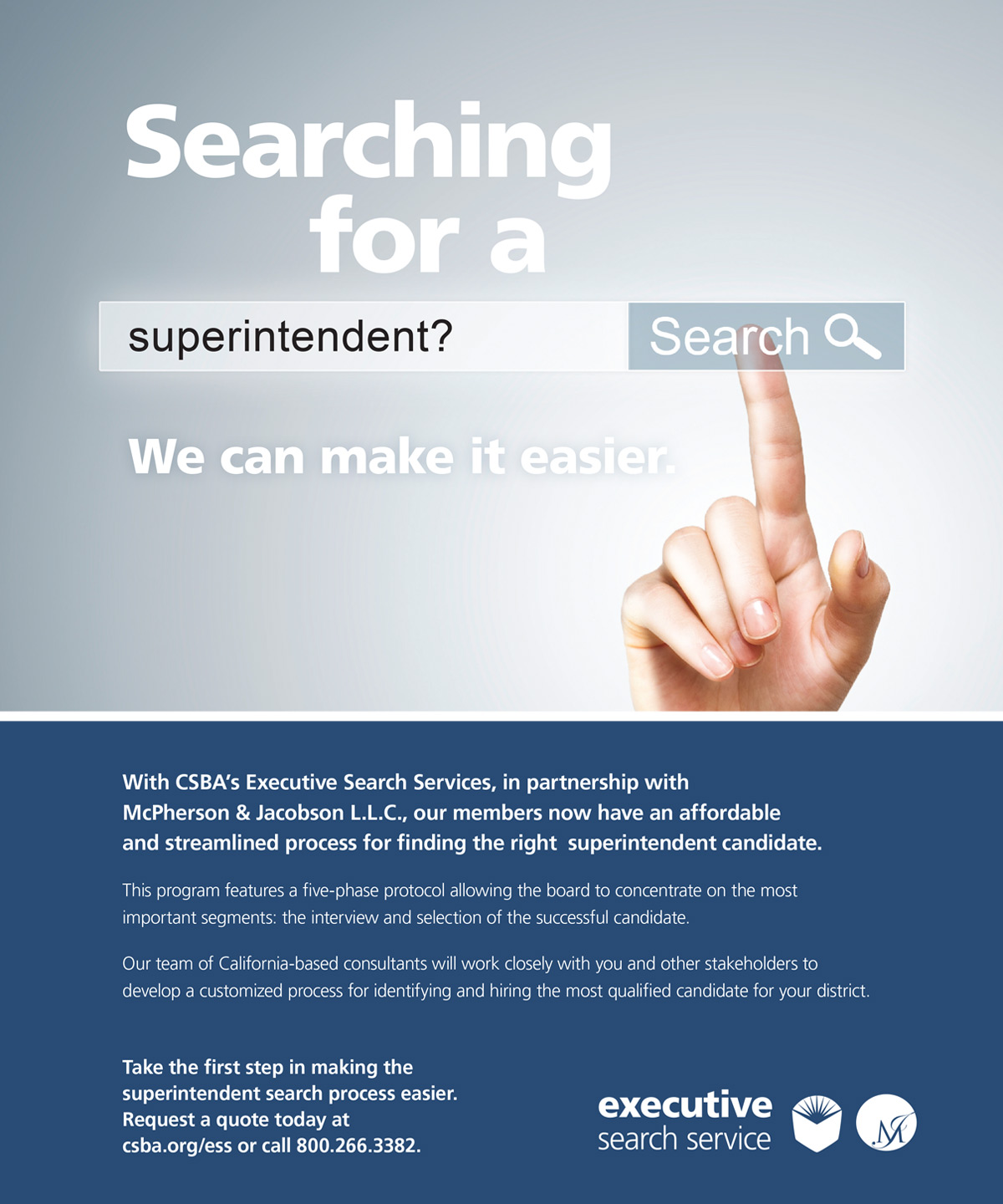 CSBA Executive Search Service Advertisement