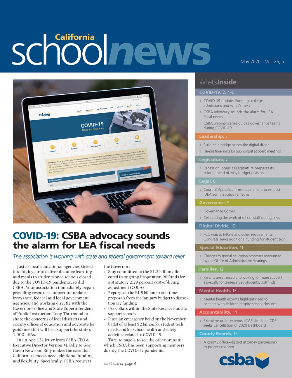 CSBA Newsletter May 2020 Cover