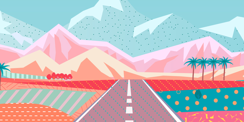 Illustration of a road going into the hills