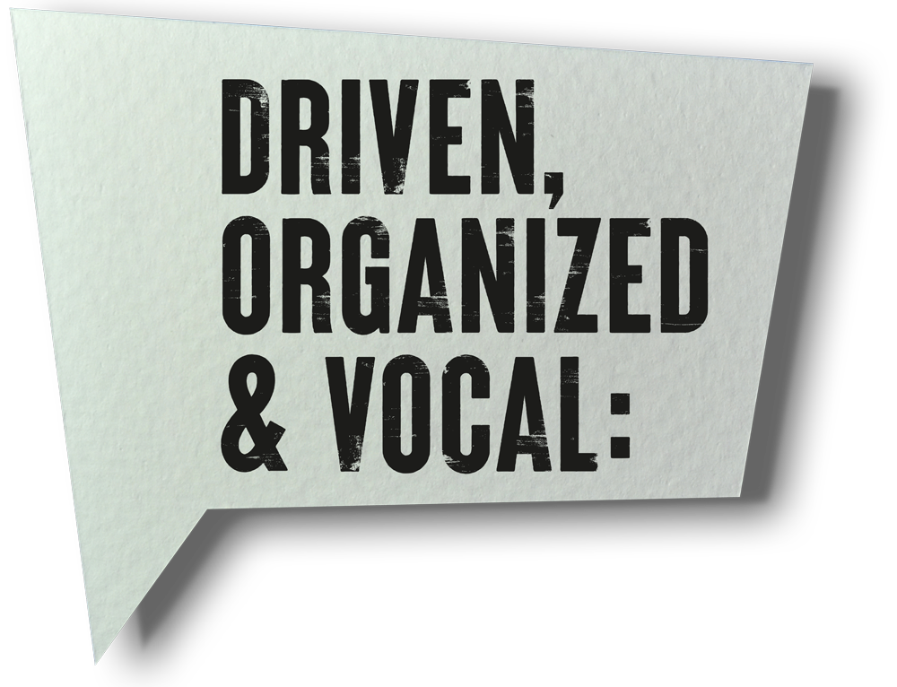 Image of text Driven, organized & vocal