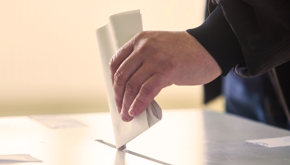 Ballot being turned into box