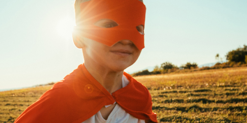 Boy in a superhero mask