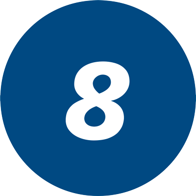 Number 8 in a blue circle