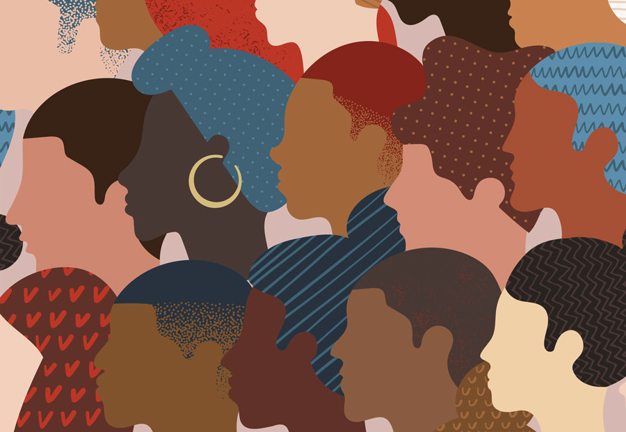 Digital illustration of minority groups