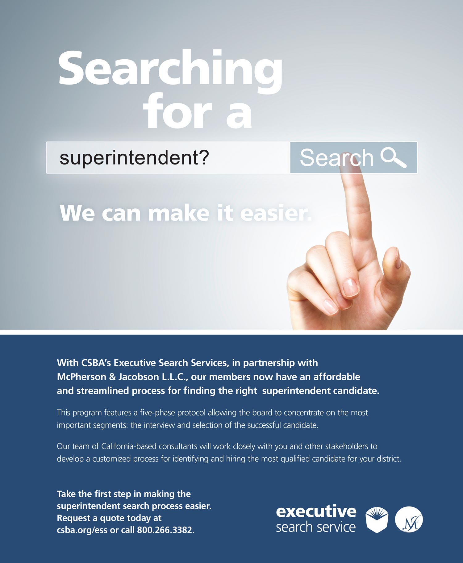 CSBA's Executive Search Service Advertisement