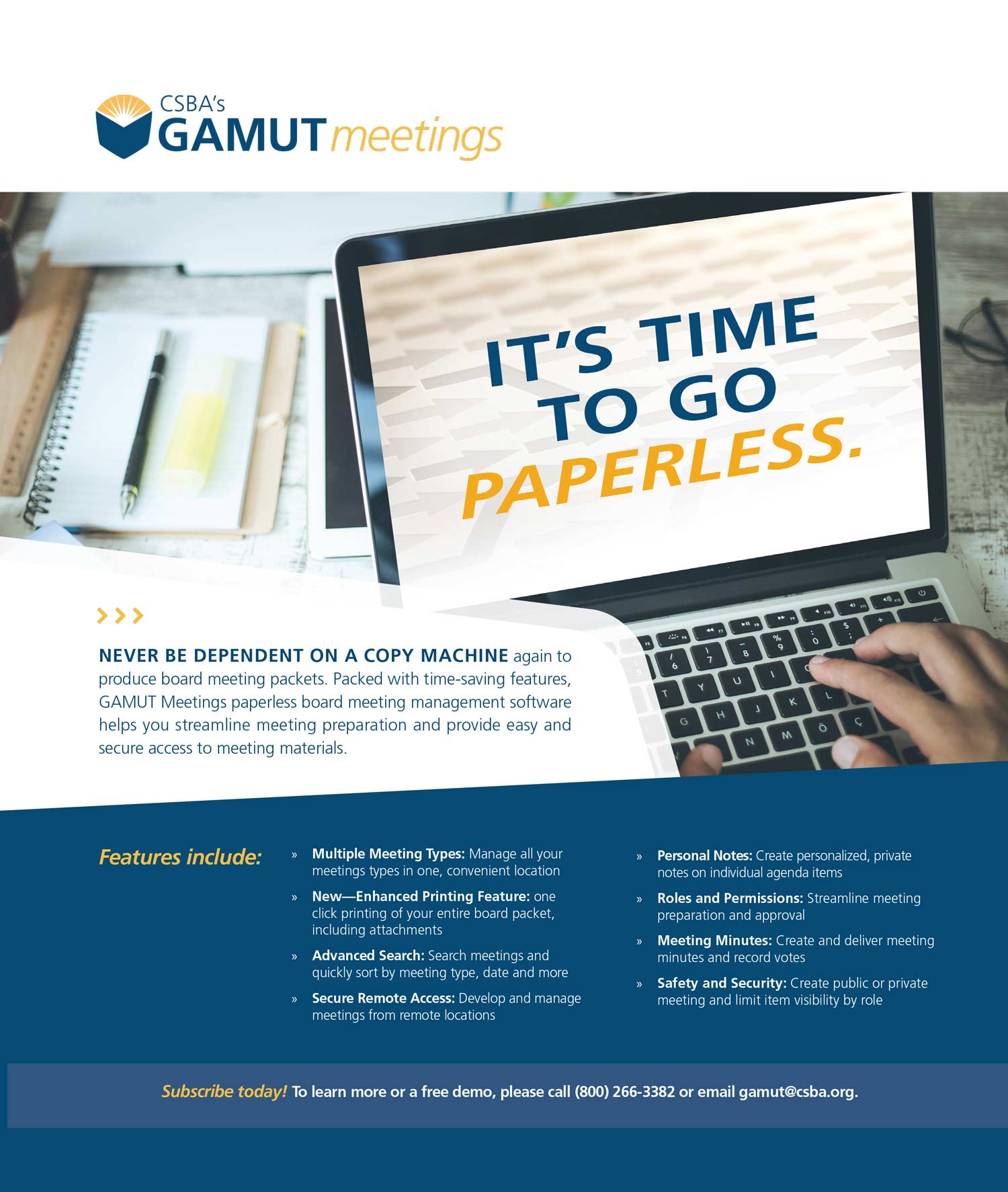 CSBA Gamut Meetings Paperless Advertisement