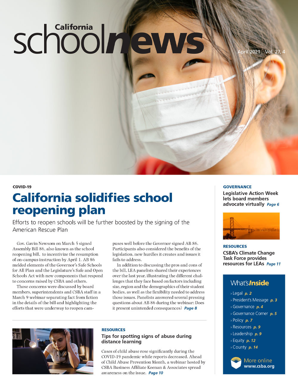 California School News April 2021 Cover