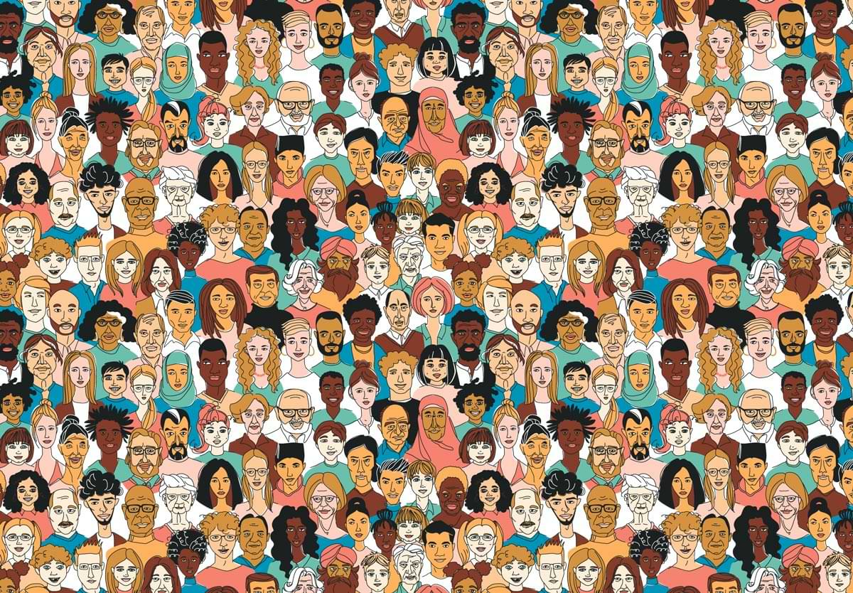 Illustration of a group of people that are all ethnicities