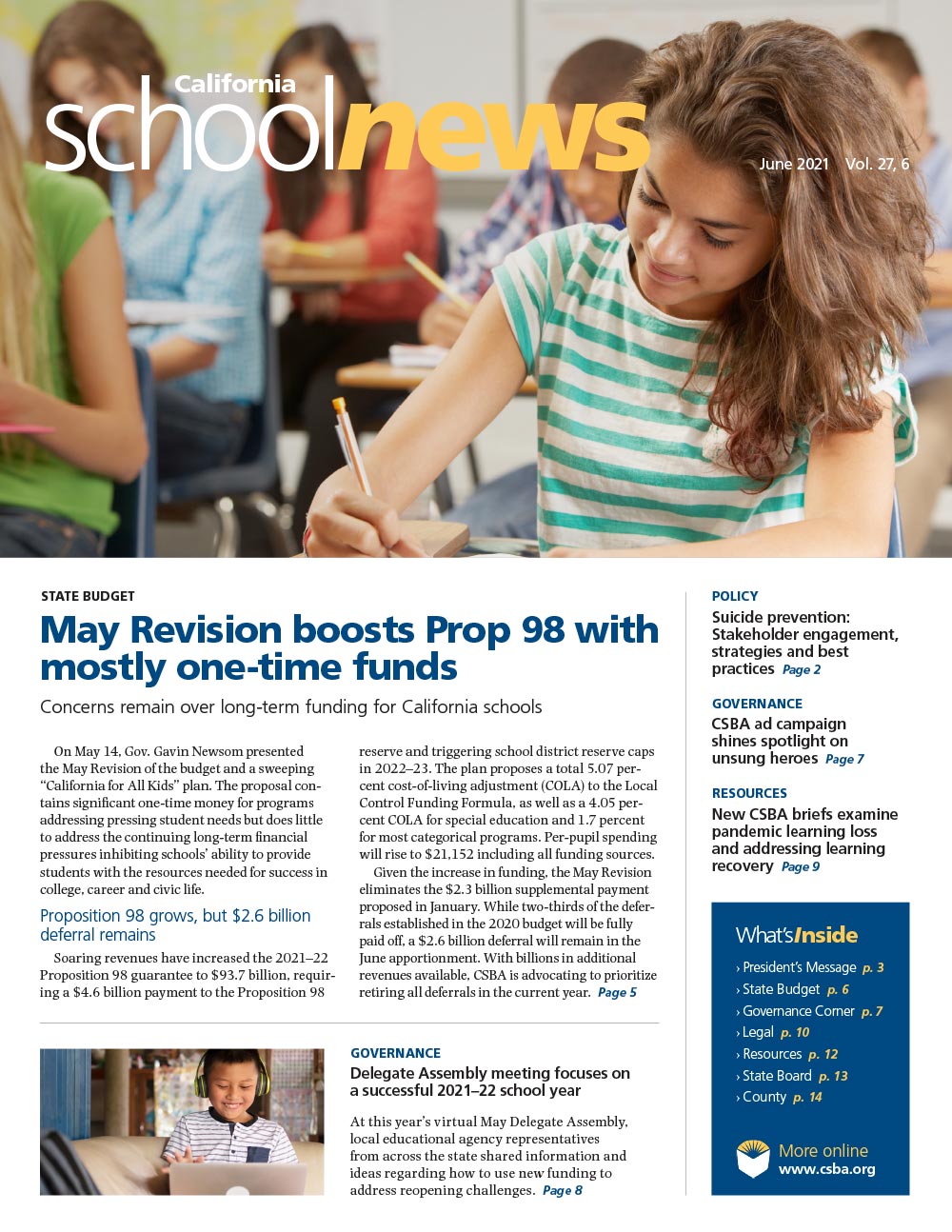California School News June 2021 cover