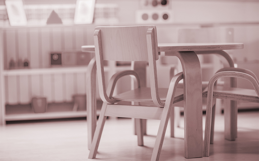 wooden chairs in a classroom
