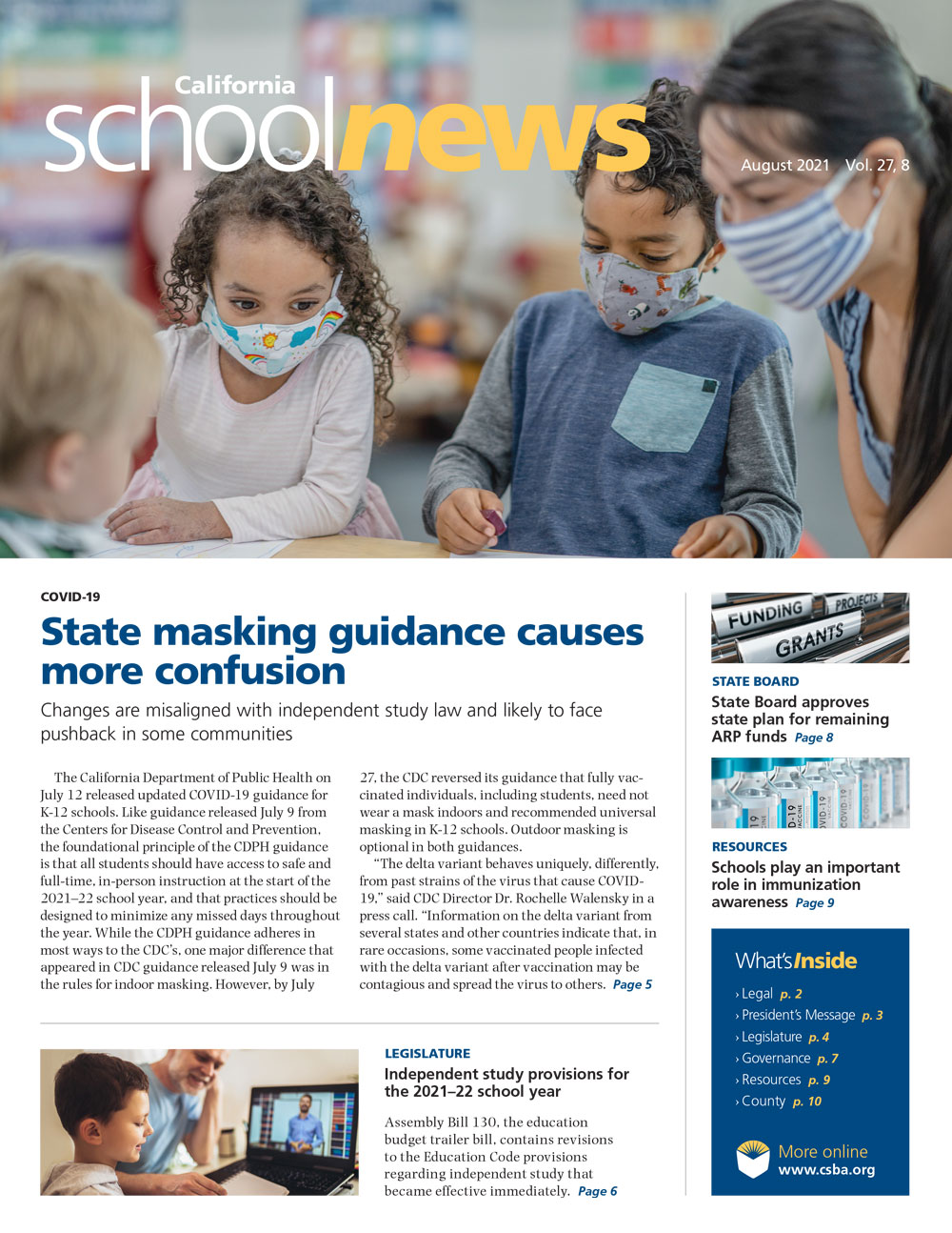 CSBA Newsletter August 2021 cover
