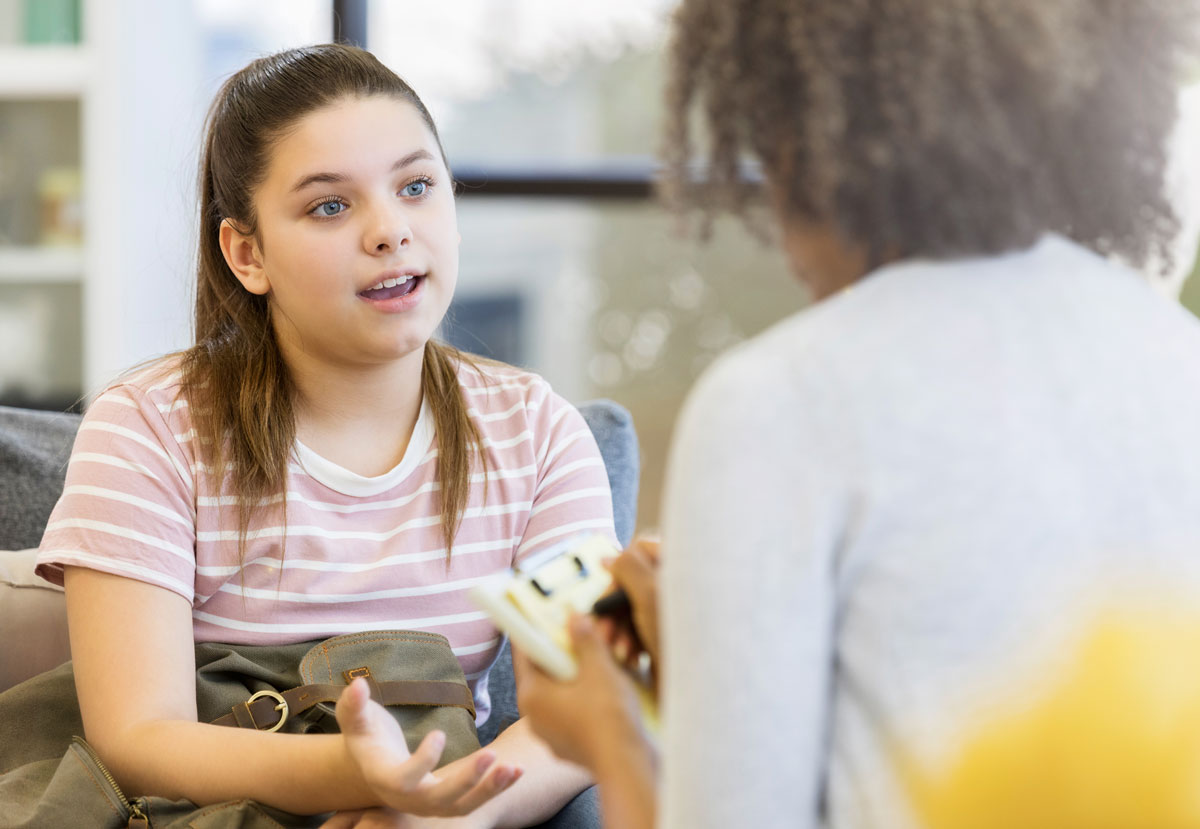 A student talking to a counselor