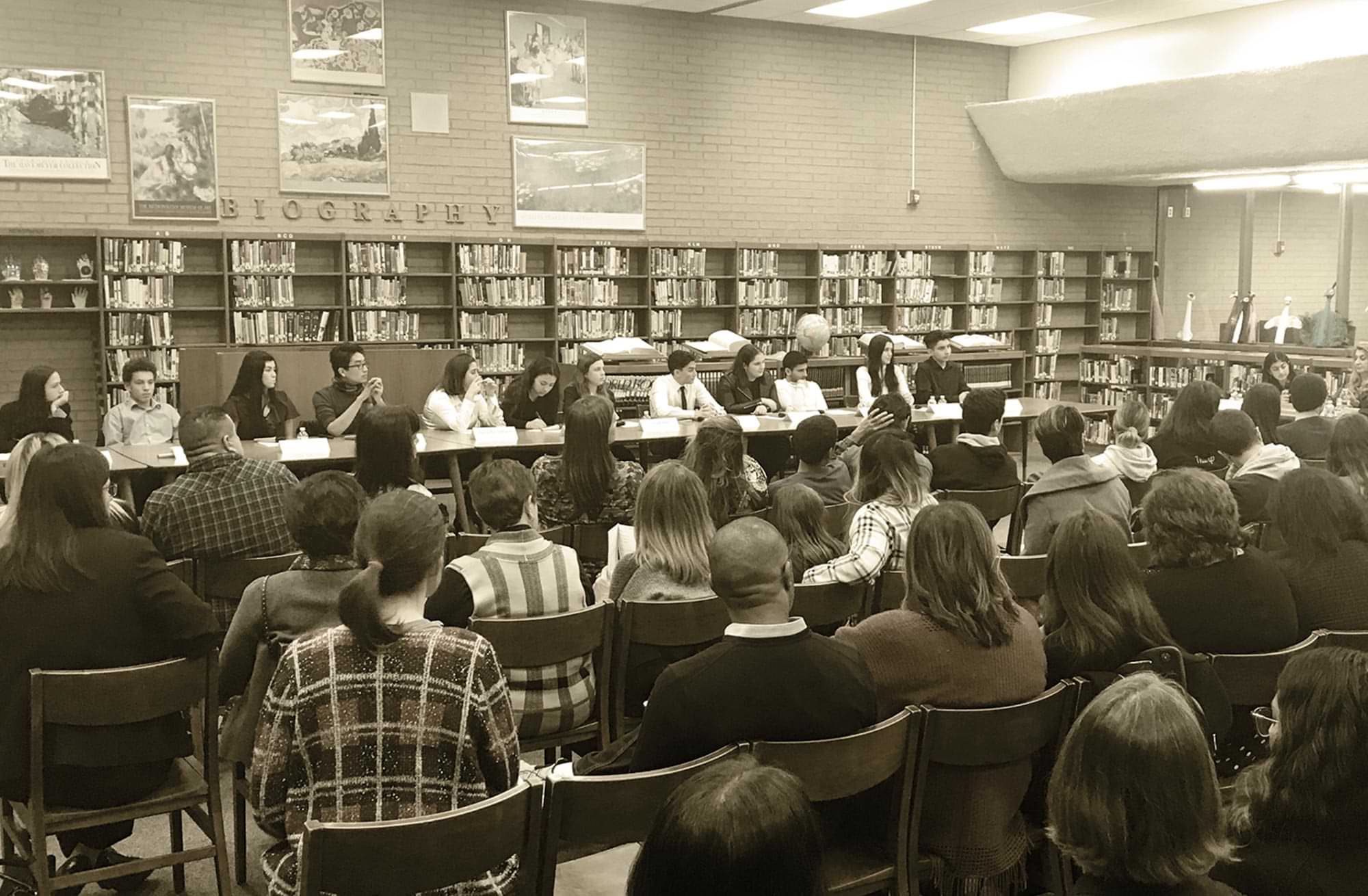 a student voice panel in session in a library