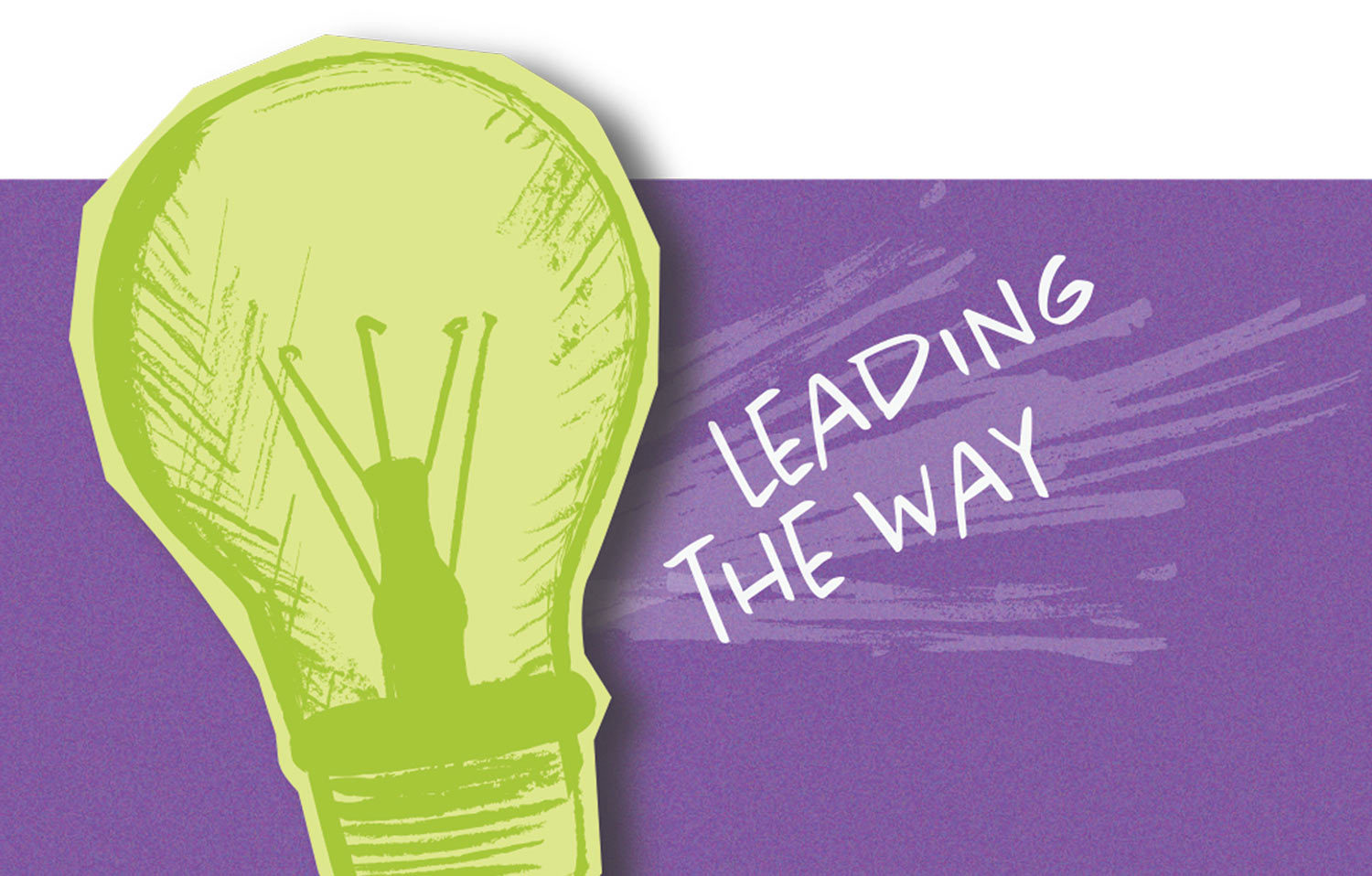 green lightbulb illustration against a purple background with words reading "Leading the Way