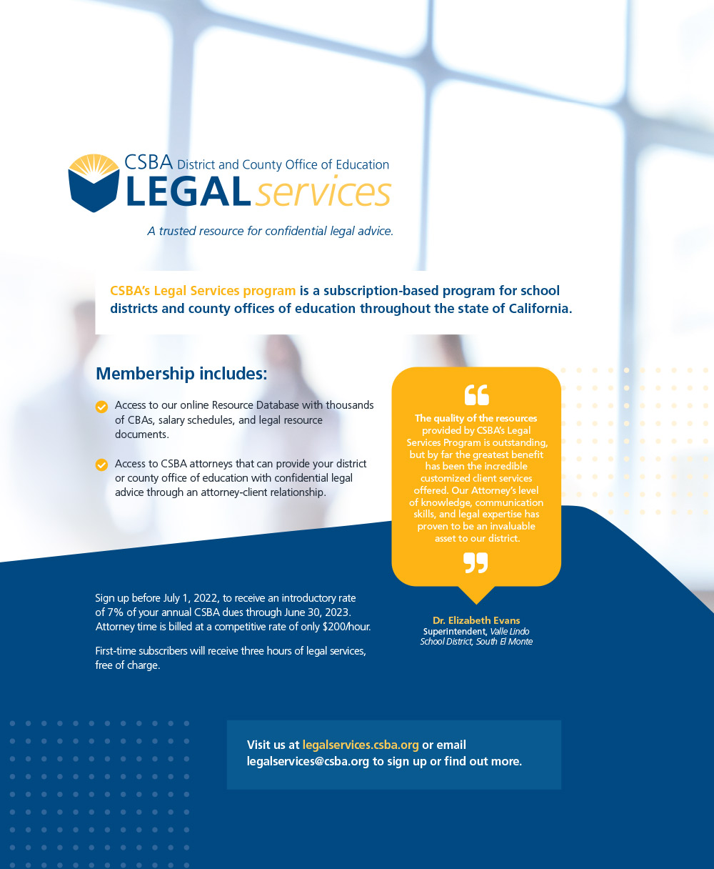 CSBA Legal Services Advertisement