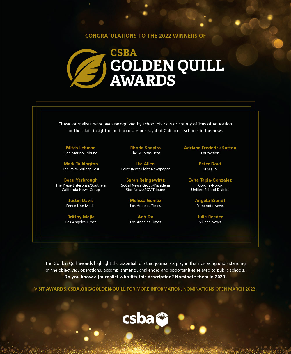 CSBA Golden Quill Advertisement