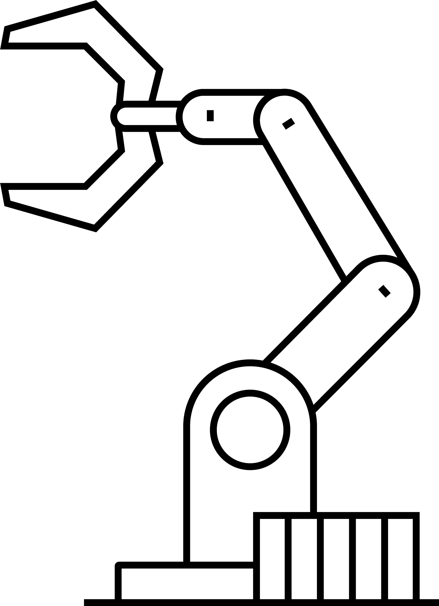 line drawing of a mechanical arm