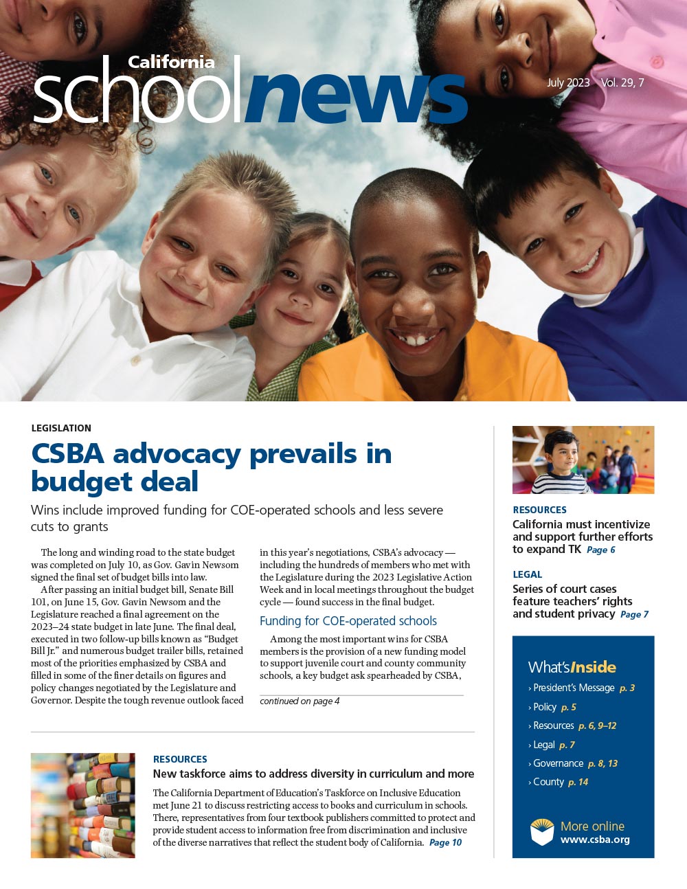 CSBA Newsletter July 2023 cover