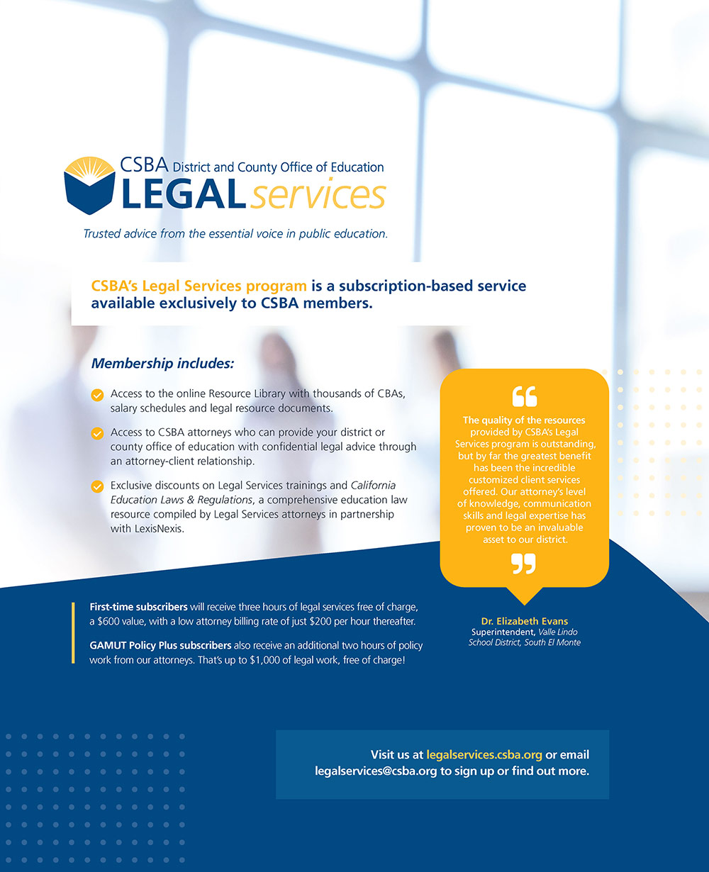 CSBA District and County Office of Education Legal Services Advertisement