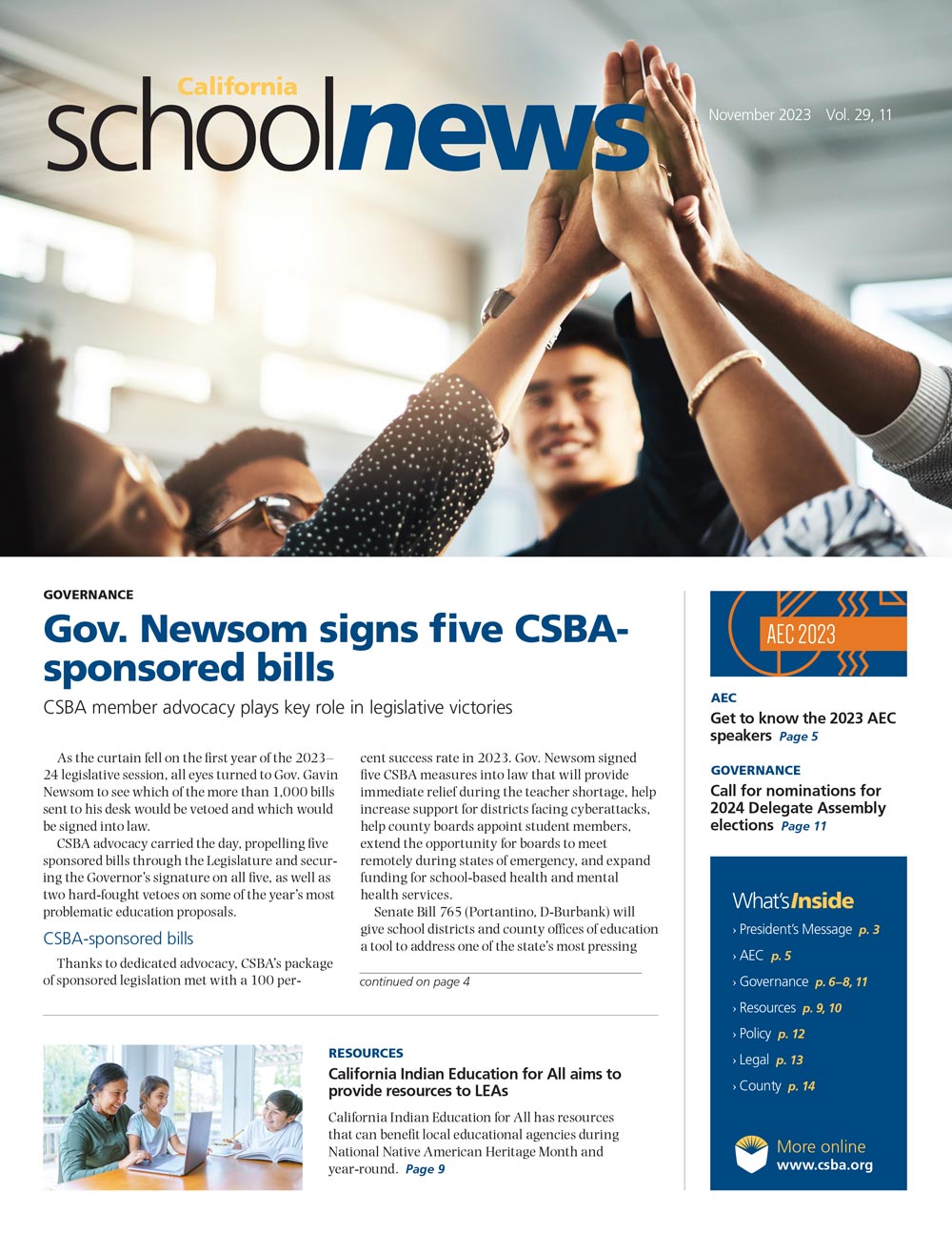 CSBA Newsletter November 2023 cover
