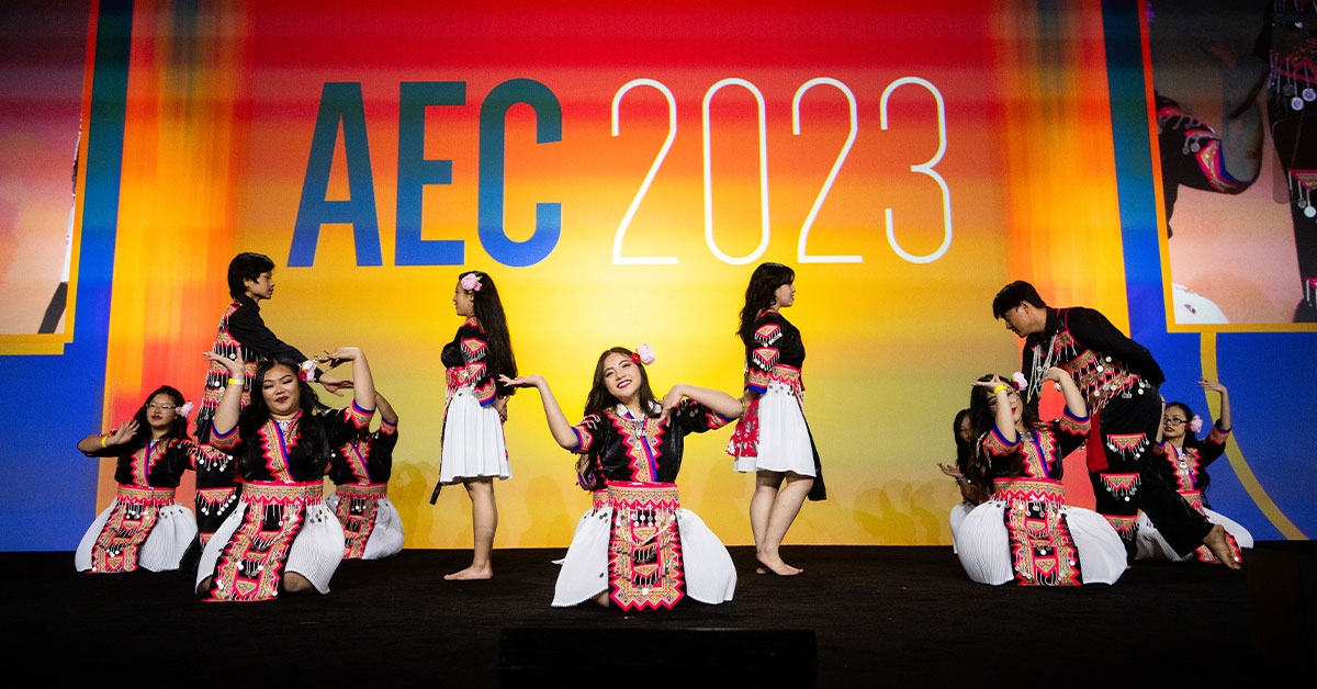 the McLane High Hmong Dance Group from Fresno USD performs on stage