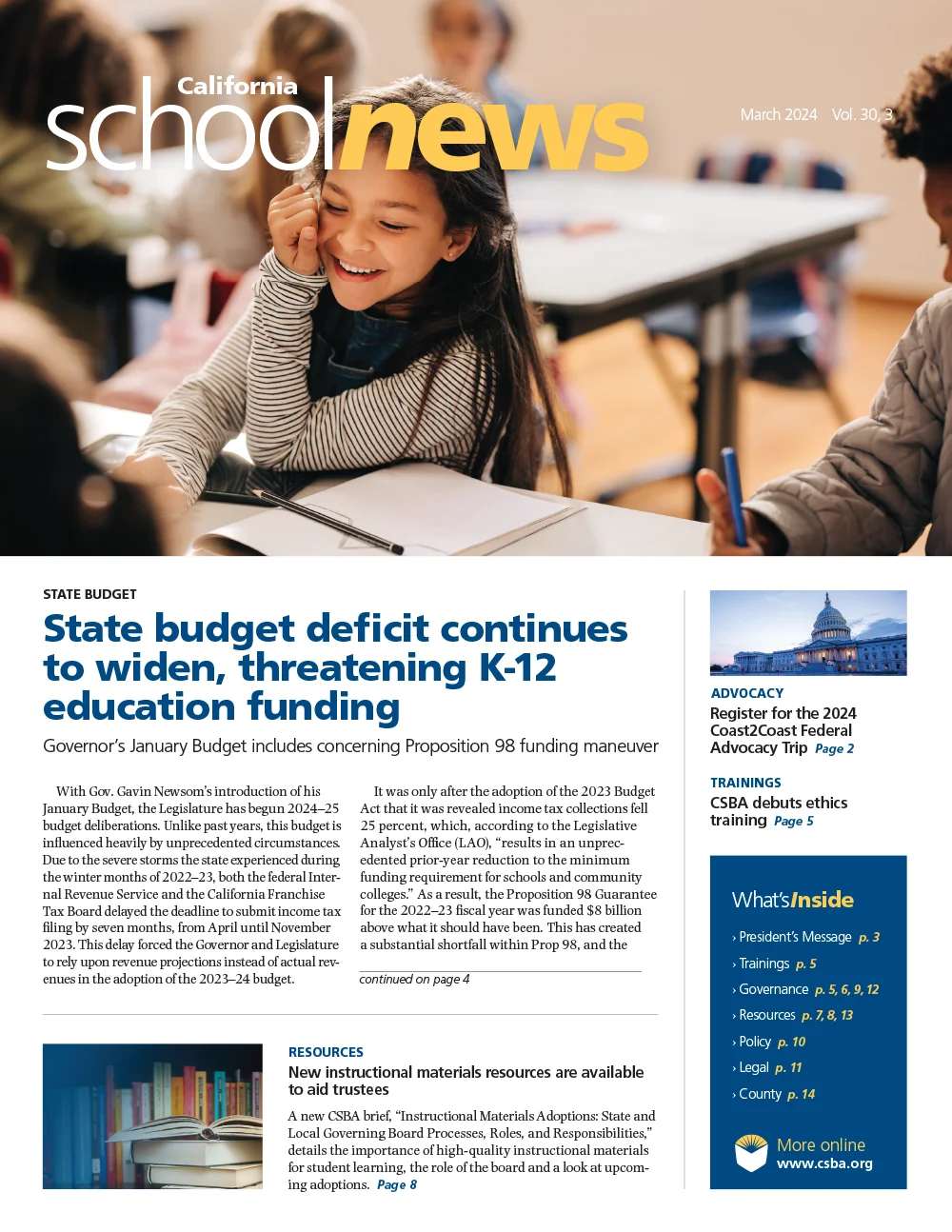 CSBA Newsletter March 2024 cover