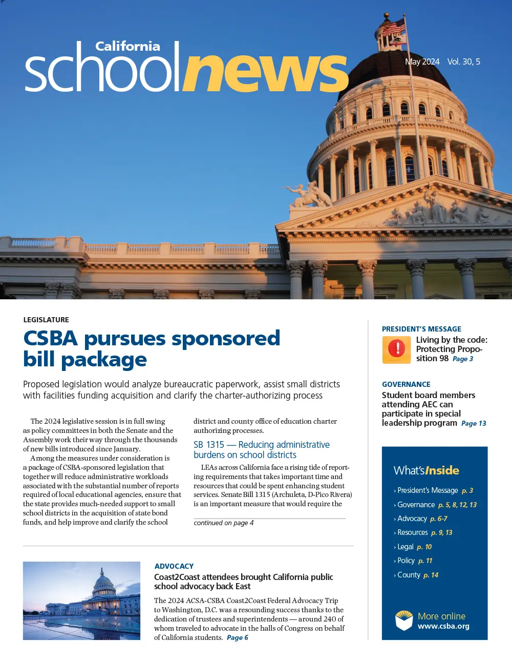 CSBA Newsletter May 2024 cover