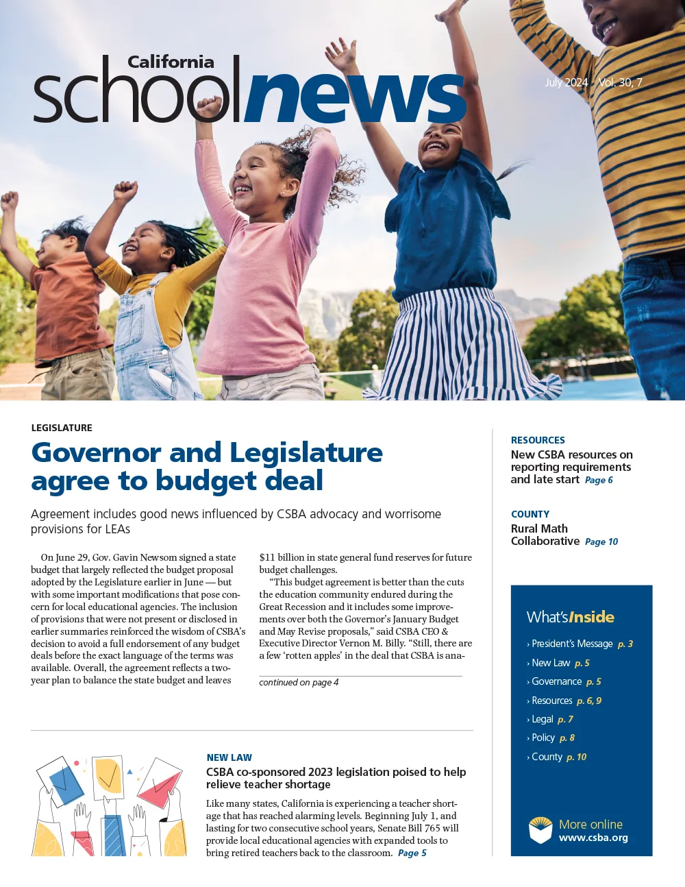 CSBA Newsletter July 2024 cover