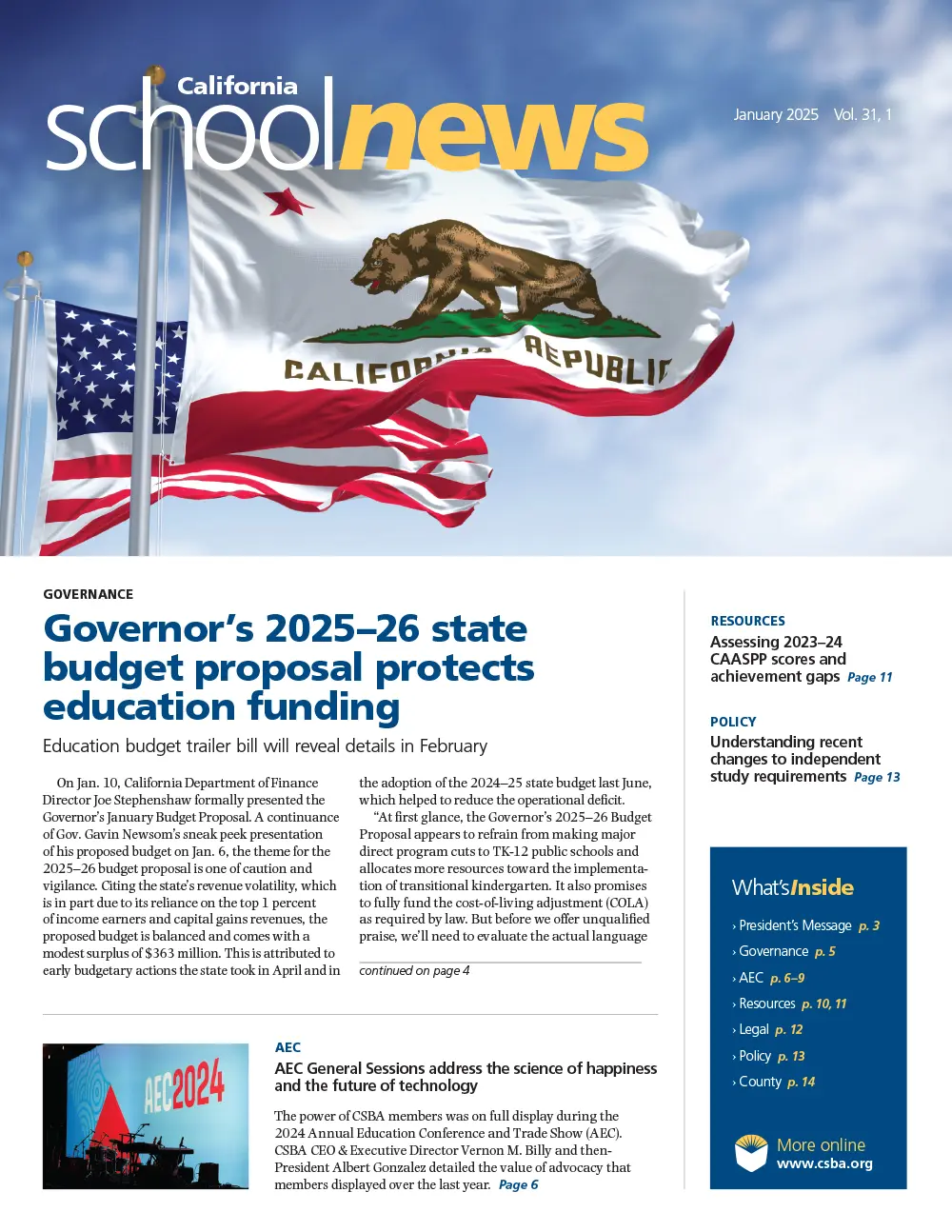 CSBA Newsletter January 2025 cover