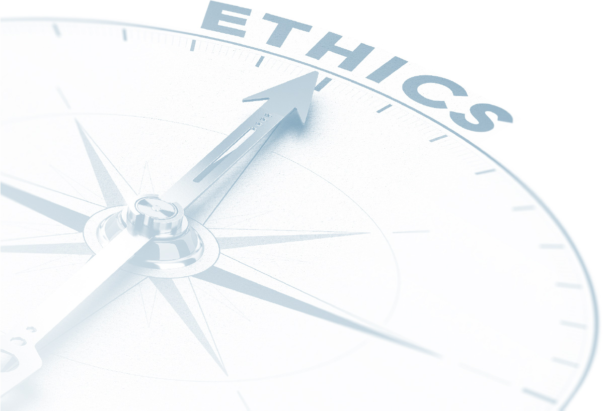 compass pointing towards ETHICS text