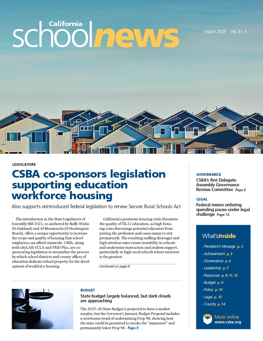 CSBA Newsletter March 2025 cover