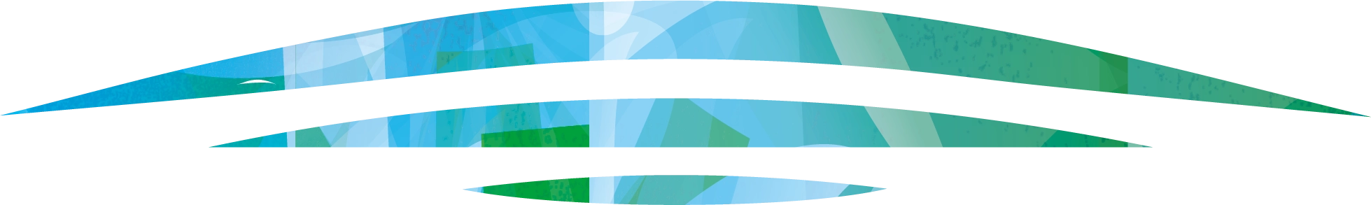 Abstract curved shapes in blues and greens forming a fluid design.
