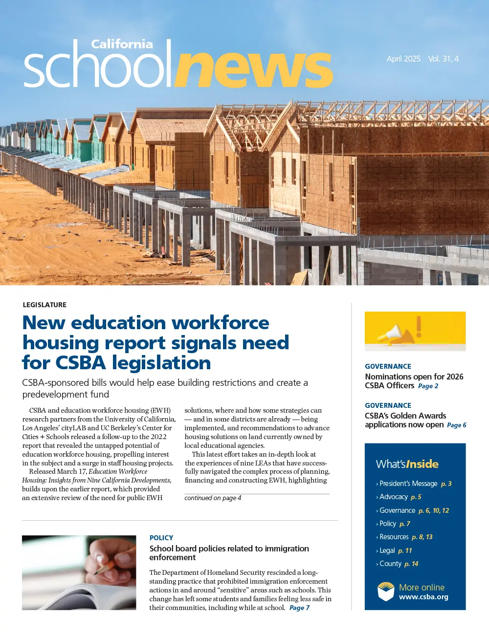 CSBA Newsletter April 2025 cover