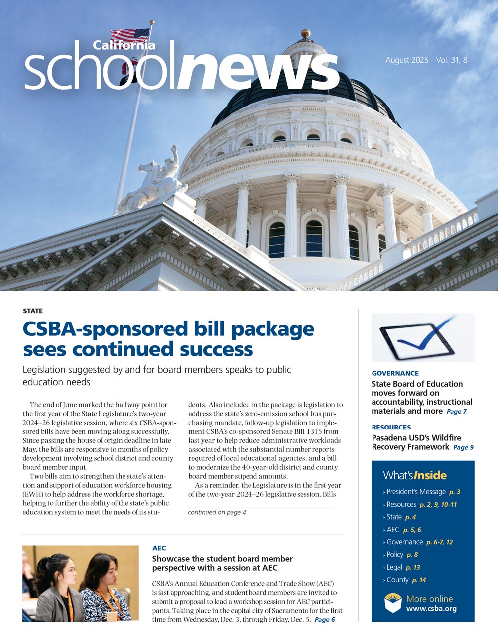 CSBA Newsletter August 2025 cover