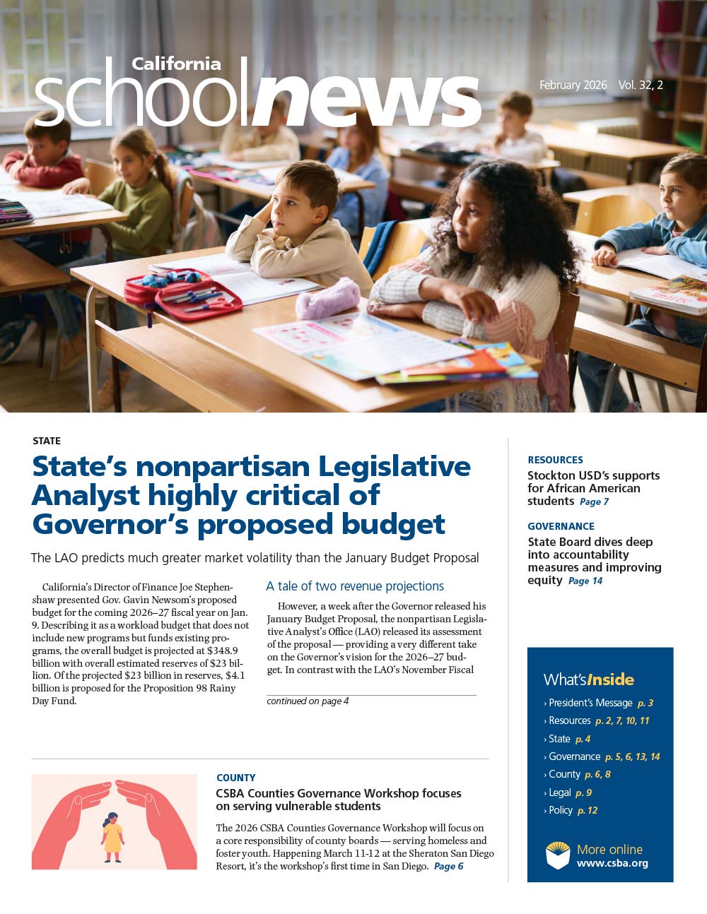 CSBA Newsletter February 2026 cover
