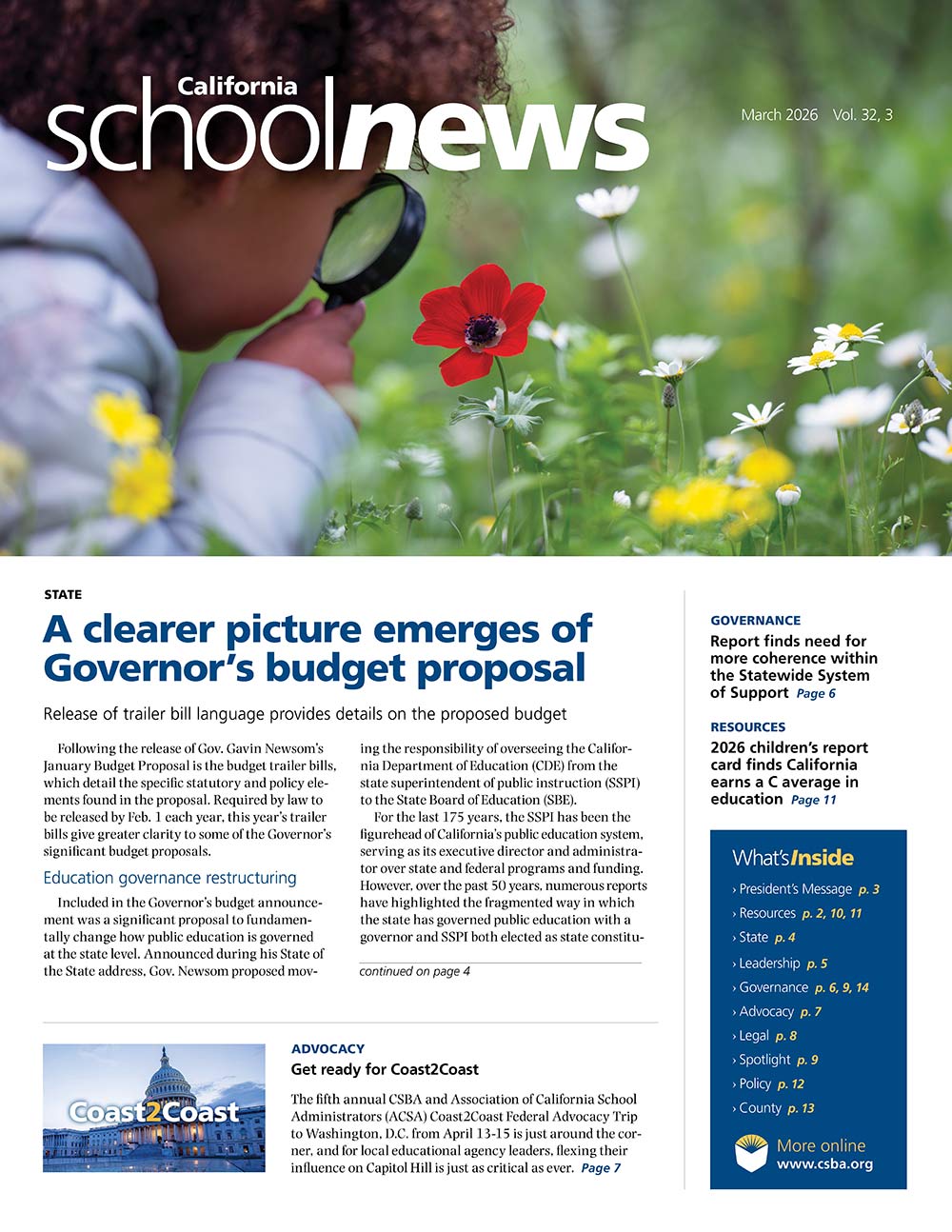 CSBA Newsletter March 2026 cover