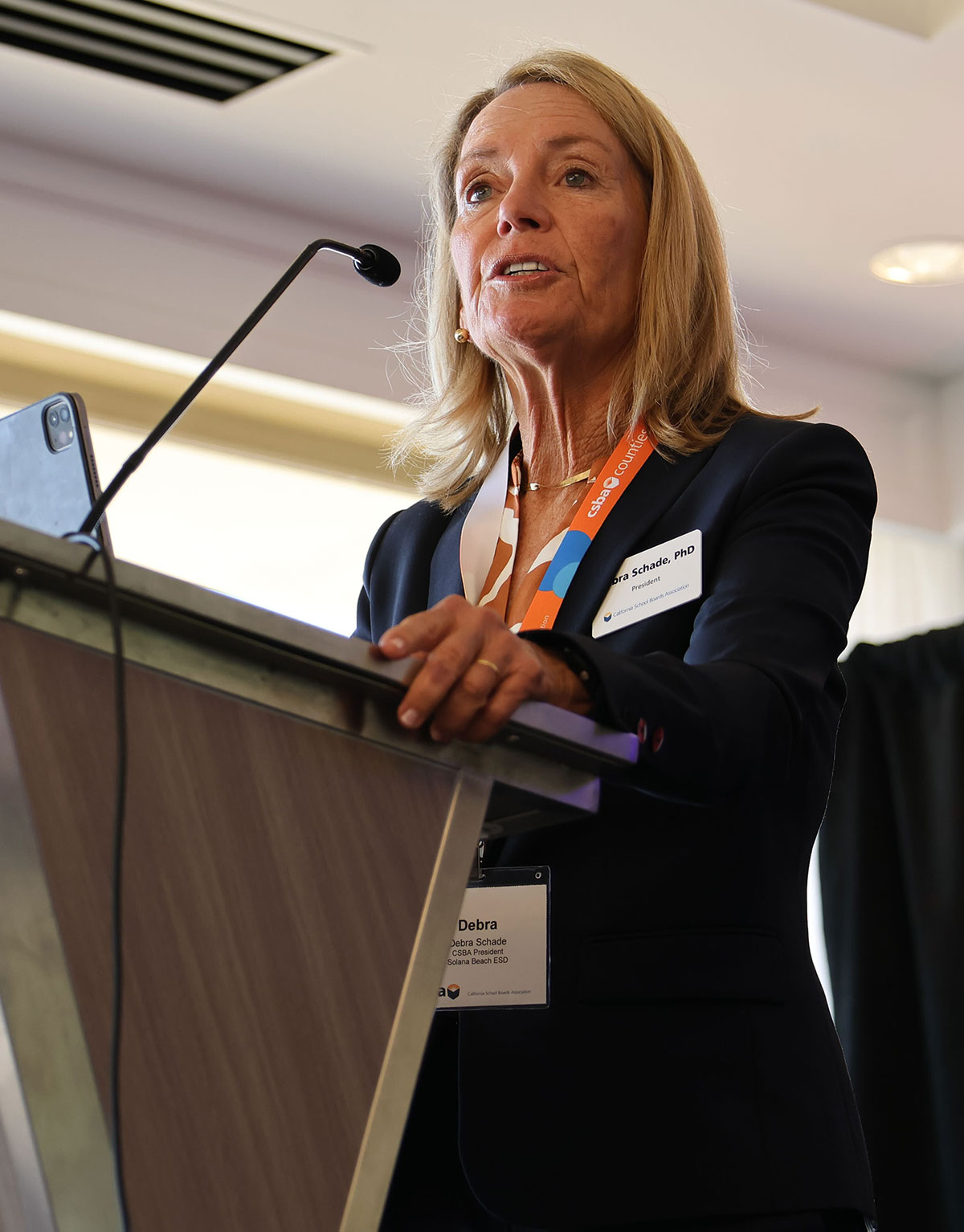 CSBA President Dr. Debra Schade addresses attendees
