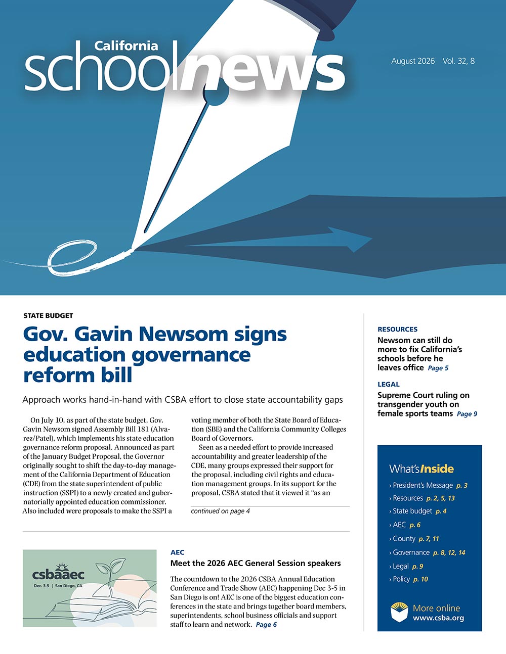 CSBA Newsletter August 2026 cover