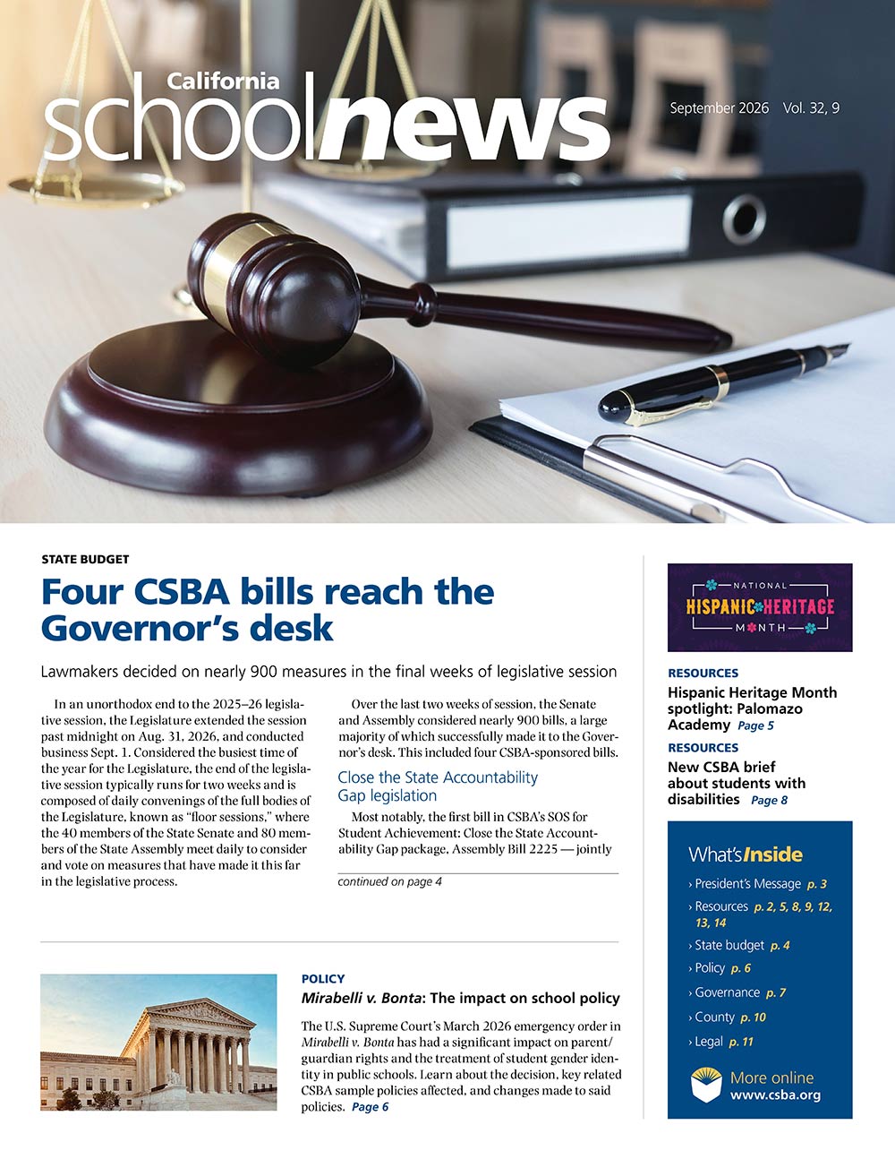 CSBA Newsletter September 2026 cover