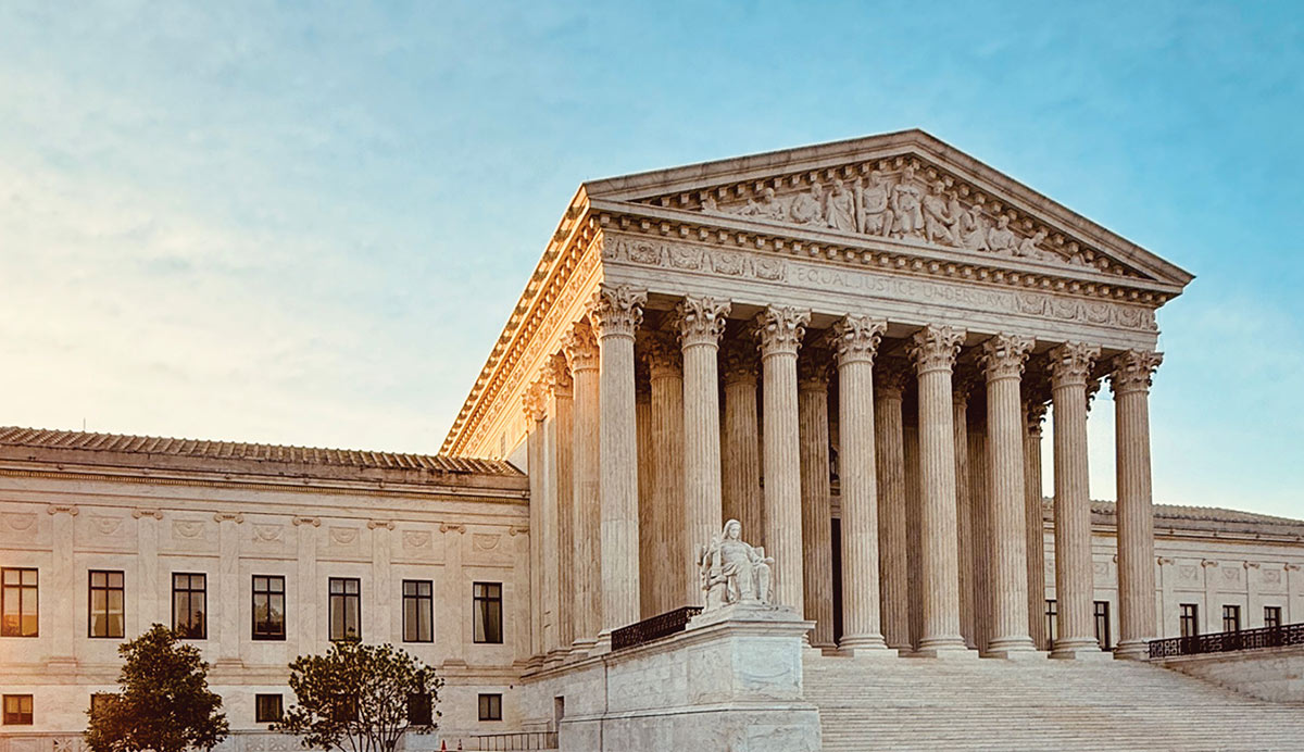 Mirabelli v. Bonta: The impact on school policy The front facade of the United States Supreme Court building, featuring grand classical marble columns, a sculpted pediment, and sweeping front steps.